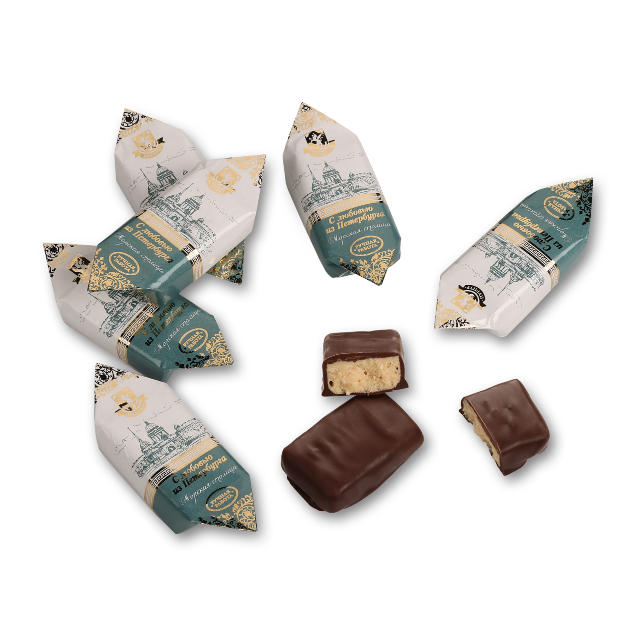 Морская столица - фундучно-арахисовая халва с трюфельным кремом в тёмном шоколаде